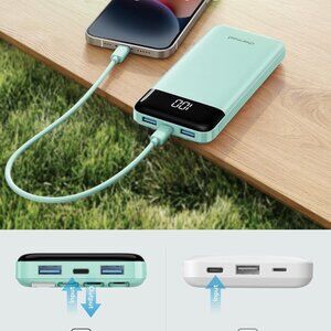 CharmastUSB C Portable Charger Power Bank, Battery Pack10000mAh,W1148 Qing Color